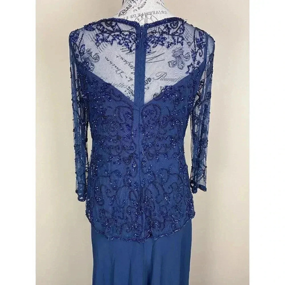 PISARRO NIGHTS Mesh Bead Embellished Gown- 8 - Picture 4 of 12